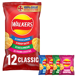 Walker multipack of crisps in a plastic bag
